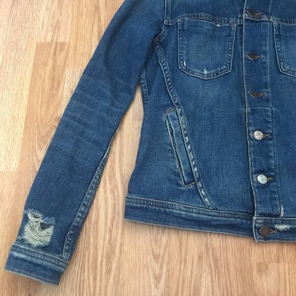 L'AGENCE Celine Distressed Denim Jacket Size M - Picture 5 of 13